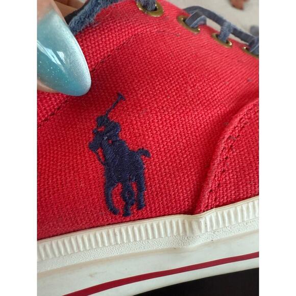 Polo Ralph Lauren Vaugh red canvas sneakers for men size 10.5 - Picture 5 of 10